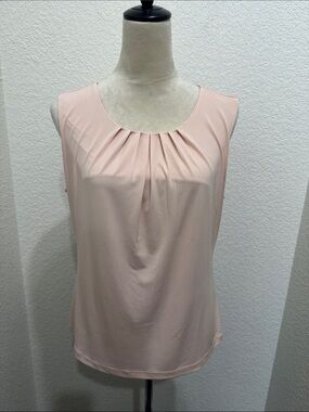 Calvin Klein Light Pink Pleated Scoop Neck Sleeveless Top
